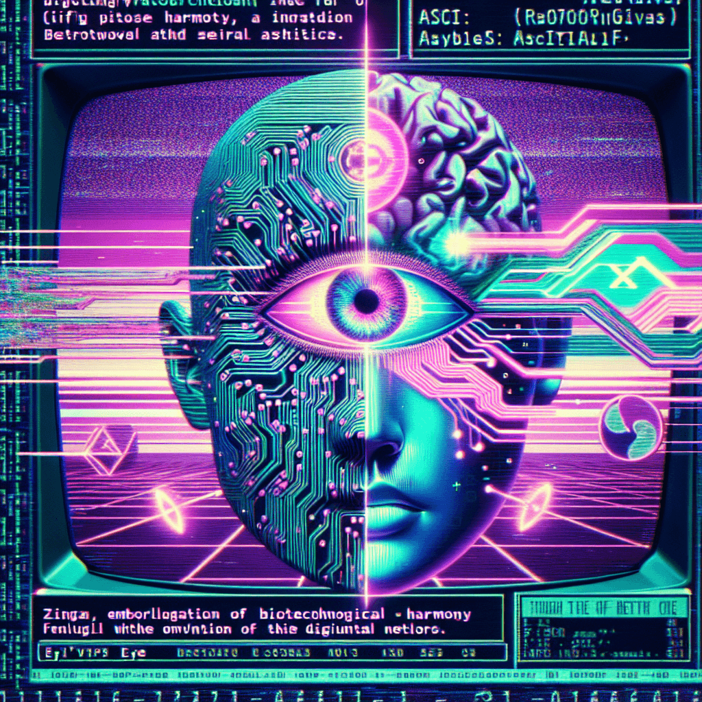 A glitchy vaporwave aesthetic showing a digital third eye emerging from static, with ZORA symbols flowing through neural pathways. The eye is half-human, half-circuit board with retrowave purple and teal color scheme. ASCII patterns form a halo around the eye, and vintage computer code scrolls in the background. 1990s internet aesthetics meet 2023 AI visuals.